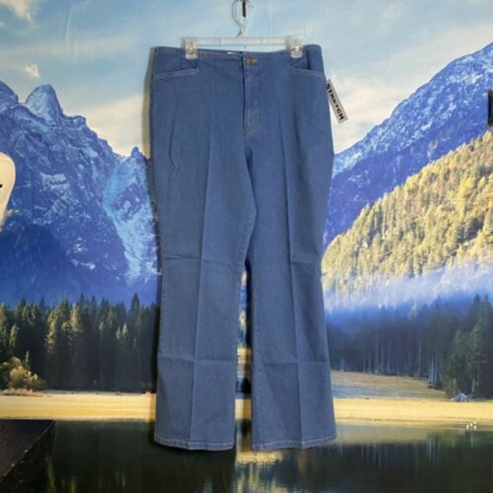 Norm thompson jeans high waisted stretch light wash jeans wide legw size 14P